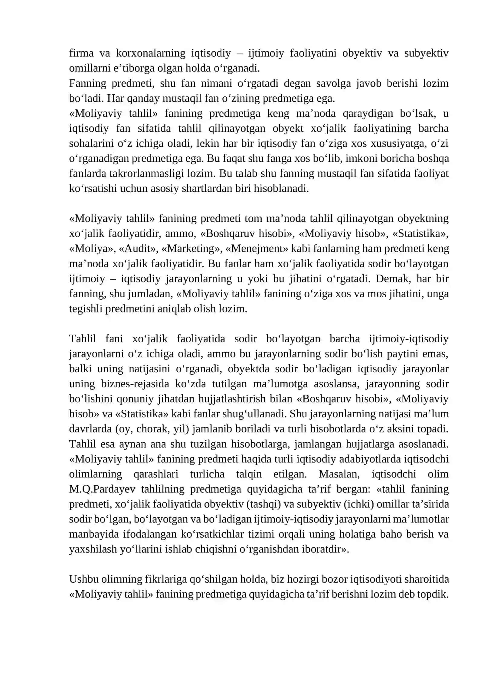 MOLIYAVIY TAHLILNING MAZMUNI, PREDMETI VA VAZIFALARI 4