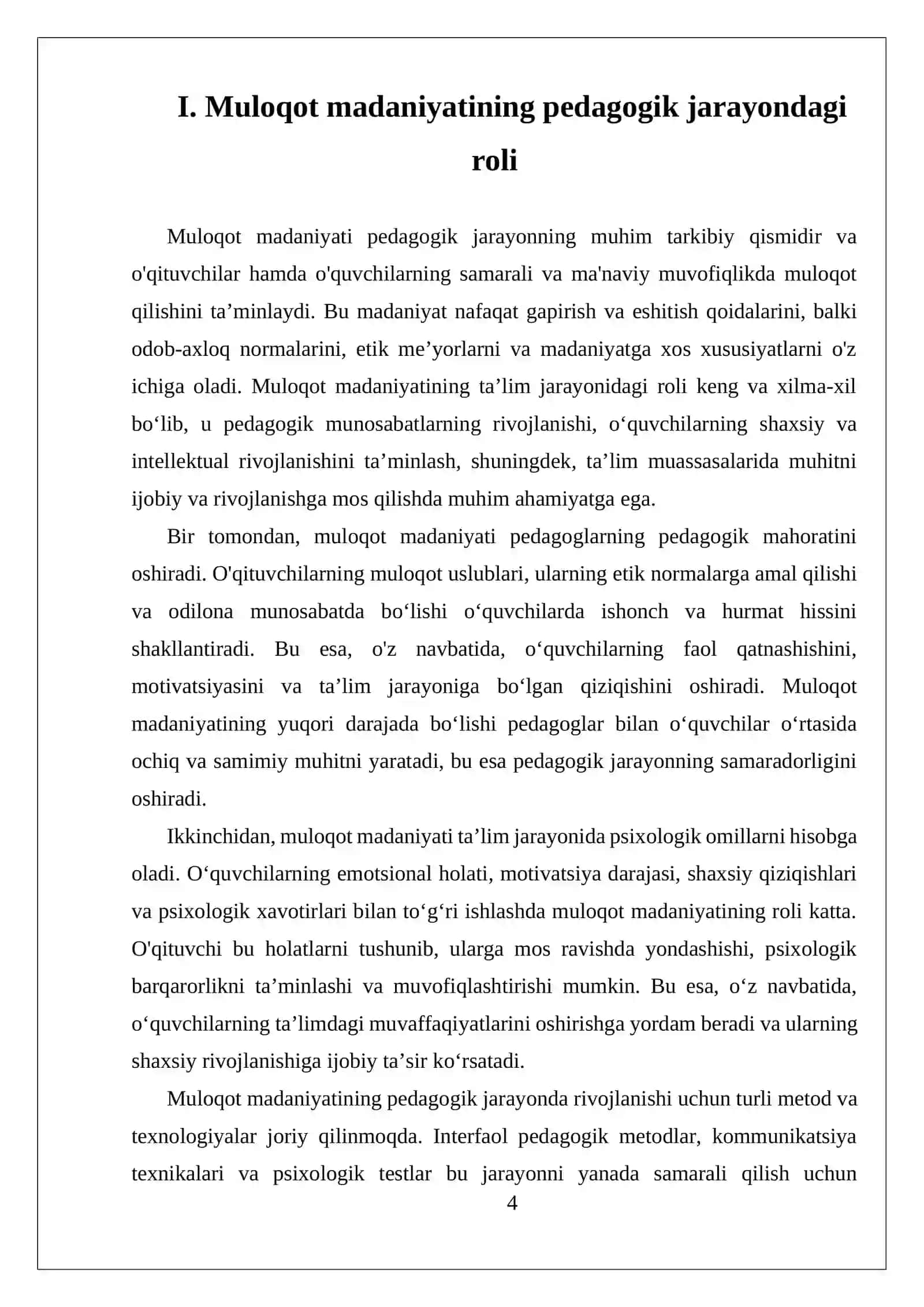 O’QITUVCHI FAOLIYATIDA MULOQOT MADANIYATI VA PSIXOLOGIYASI 4
