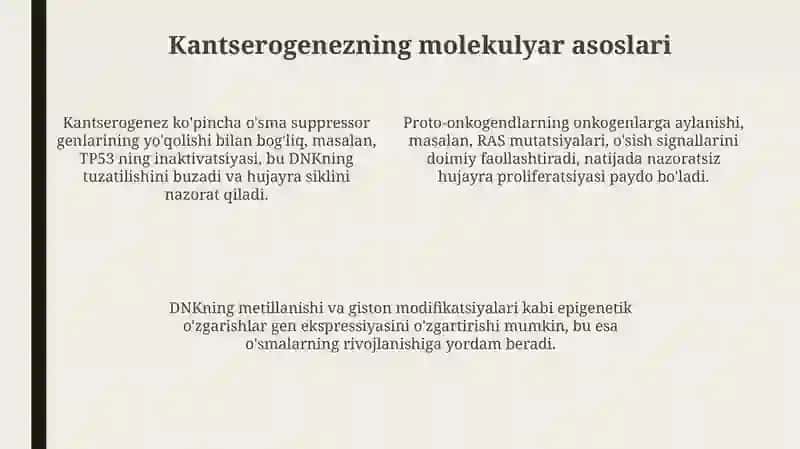 Neoplaziya. Kantserogenezni molekulyar asoslari 4