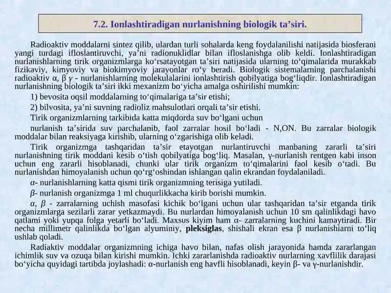 Ionlashtiradigan nurlanishning biologik ta’siri 4