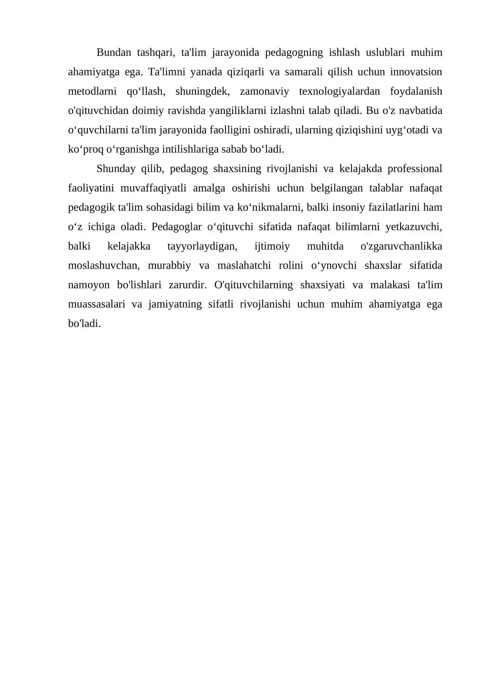 PEDAGOG SHAXSI VA UNGA QO‘YILADIGAN TALABLAR 4