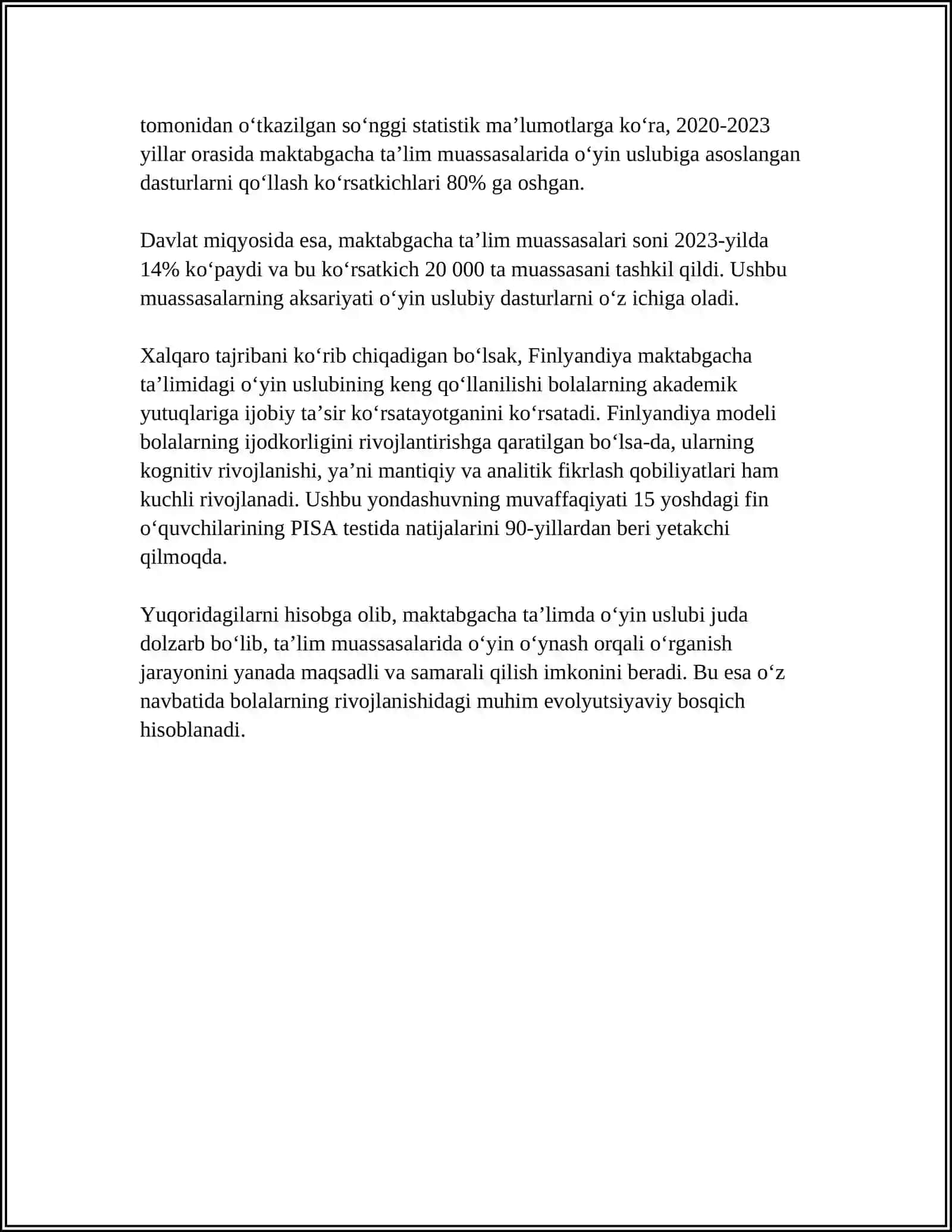 MAKTABGACHA TA’LIM-UZLUKSIZ TA’LIMNING BOSH BO‘G‘INI 4