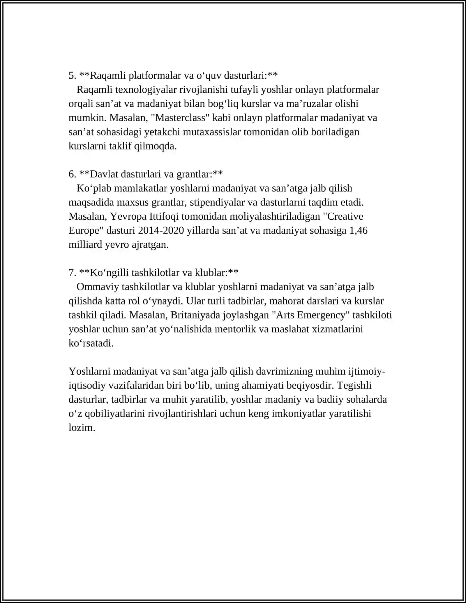 O‘ZBEKISTON RESPUBLIKASI PREZIDENTI TOMONIDAN ILGARI SURILGAN BESHTA MUHIM TASHABBUS VA UNING AMALGA TATBIQ ETILISHI 4