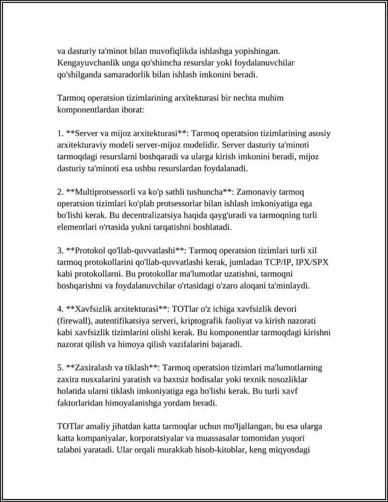 Tarmoq operatsion tizimlari 4