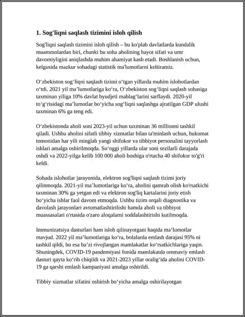SHAVKAT MIRZIYOYEV DAVRIDA TIBBIYOTGA OID CHORA-TADBIRLAR 4