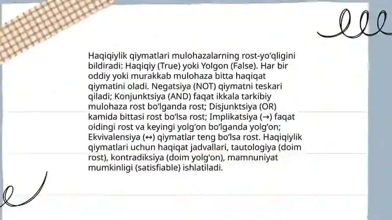 Matematik mantiqning asosiy tushunchalari 4