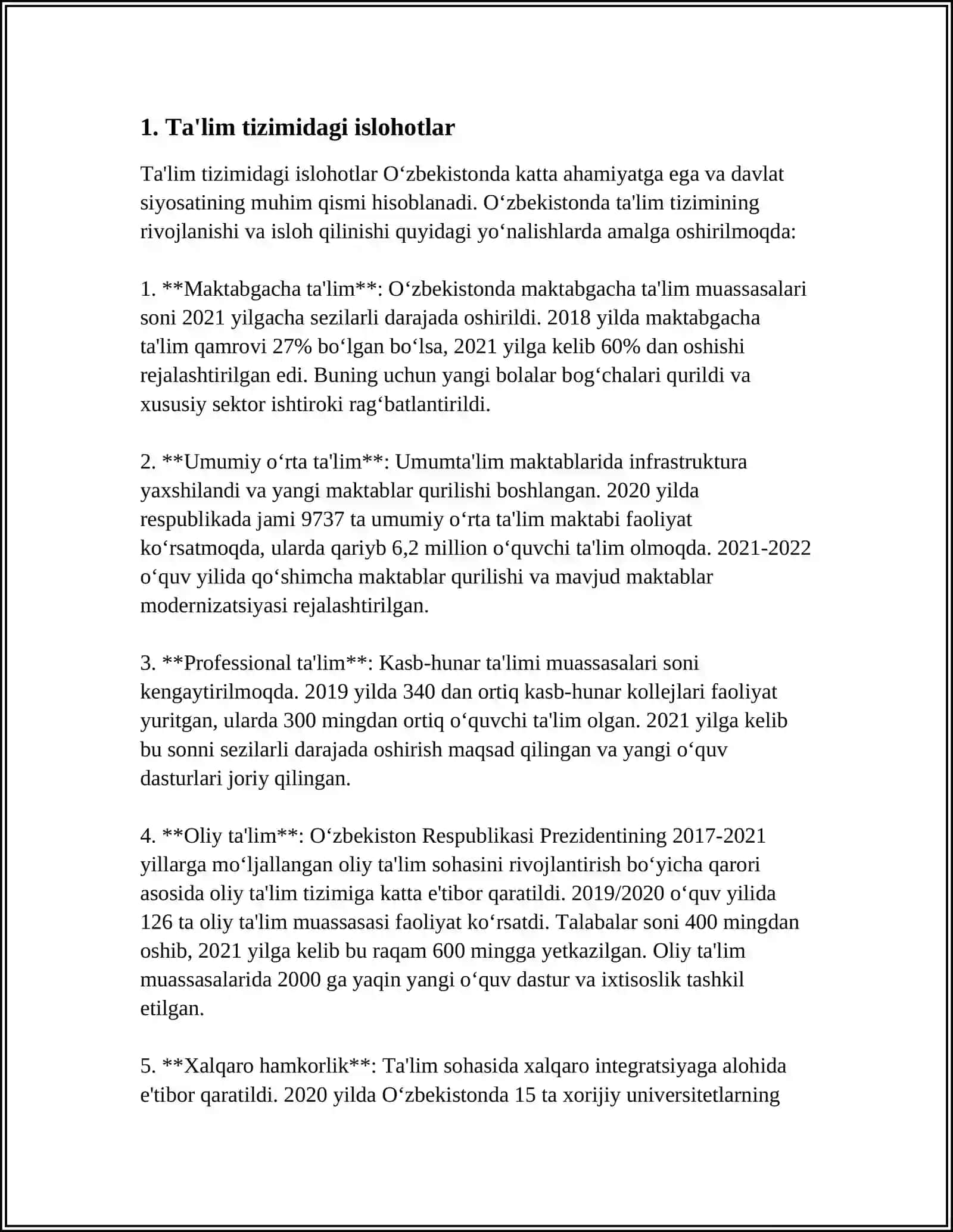 O'ZBEKISTONDA IJTIMOIY SOHADA AMALGA OSHIRILAYOTGAN O'ZGARISHLAR MAZMUNI VA MOHIYATI 4