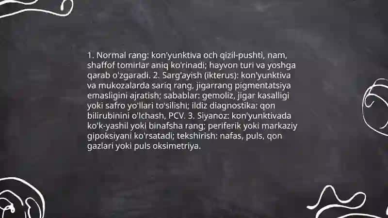 Hayvonlarda shiliq pardalar va limfa tugunlarini tekshirish 4