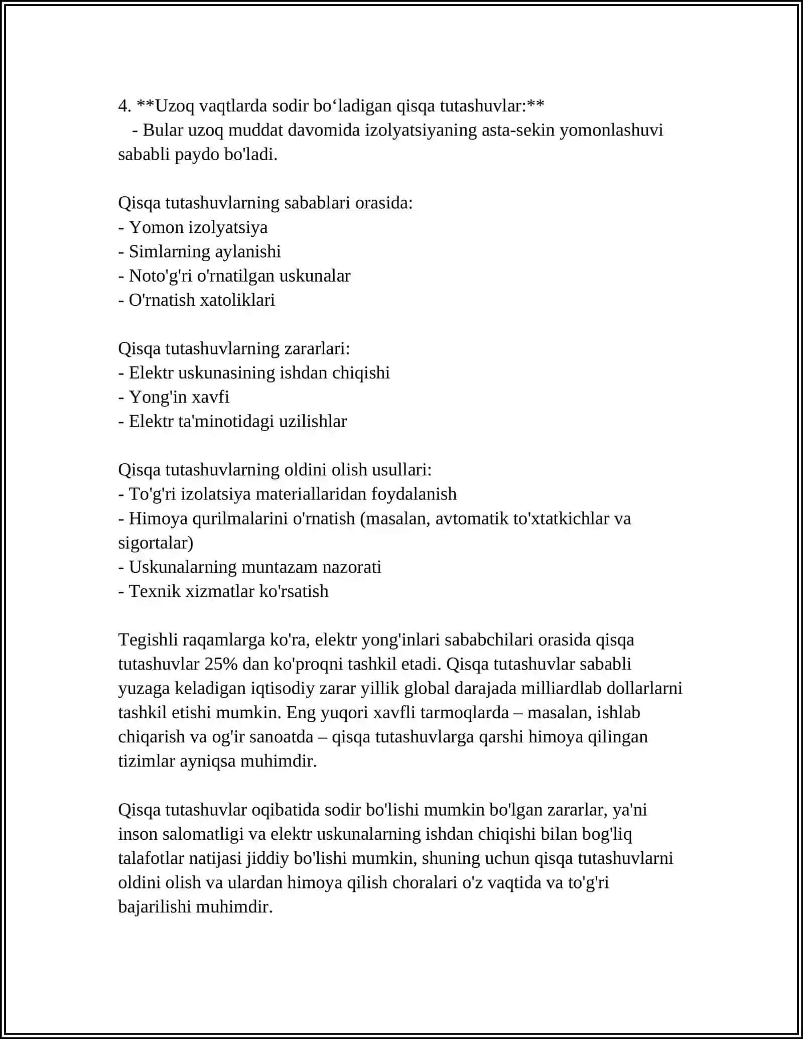 QISQA TUTASHUV HISOBLASHLARIDA BAJARISH TO'G'RISIDA UMUMIY MA'LUMOTLAR 4