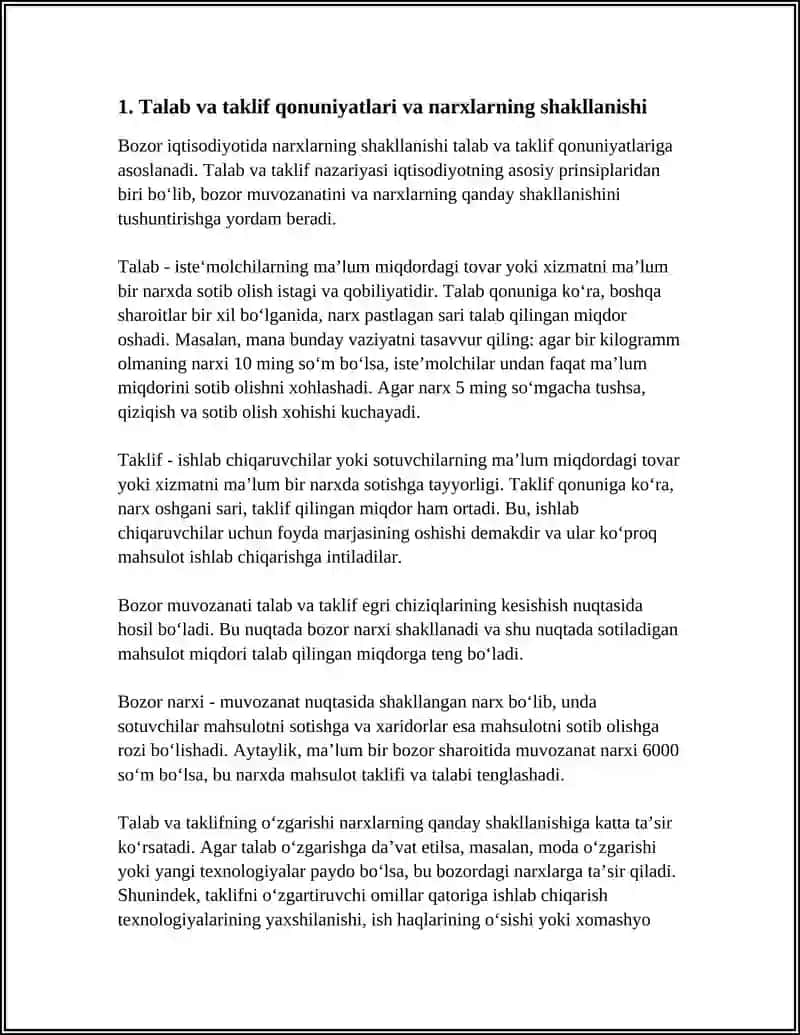 BOZOR IQTISODIYOTI SHAROITIDA NARXLARNING SHAKLLANISHI 4