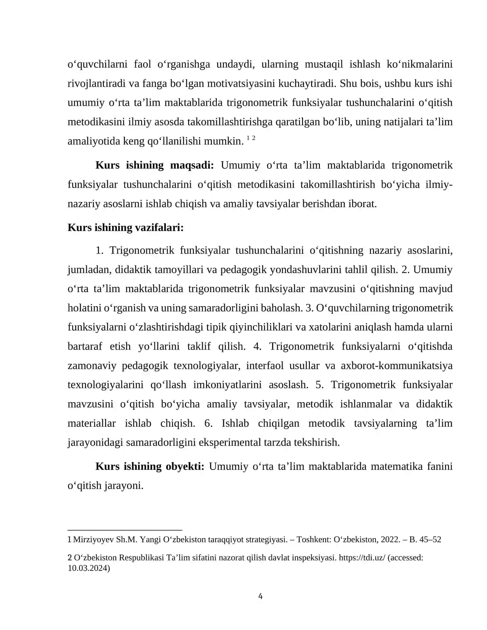 UMUMIY O'RTA TA'LIM MAKTABLARIDA TRIGONOMETRIK FUNKSIYALAR TUSHUNCHALARINING KIRITILISHIGA DOIR MAVZULARNI O'QITISH METODIKASI 4