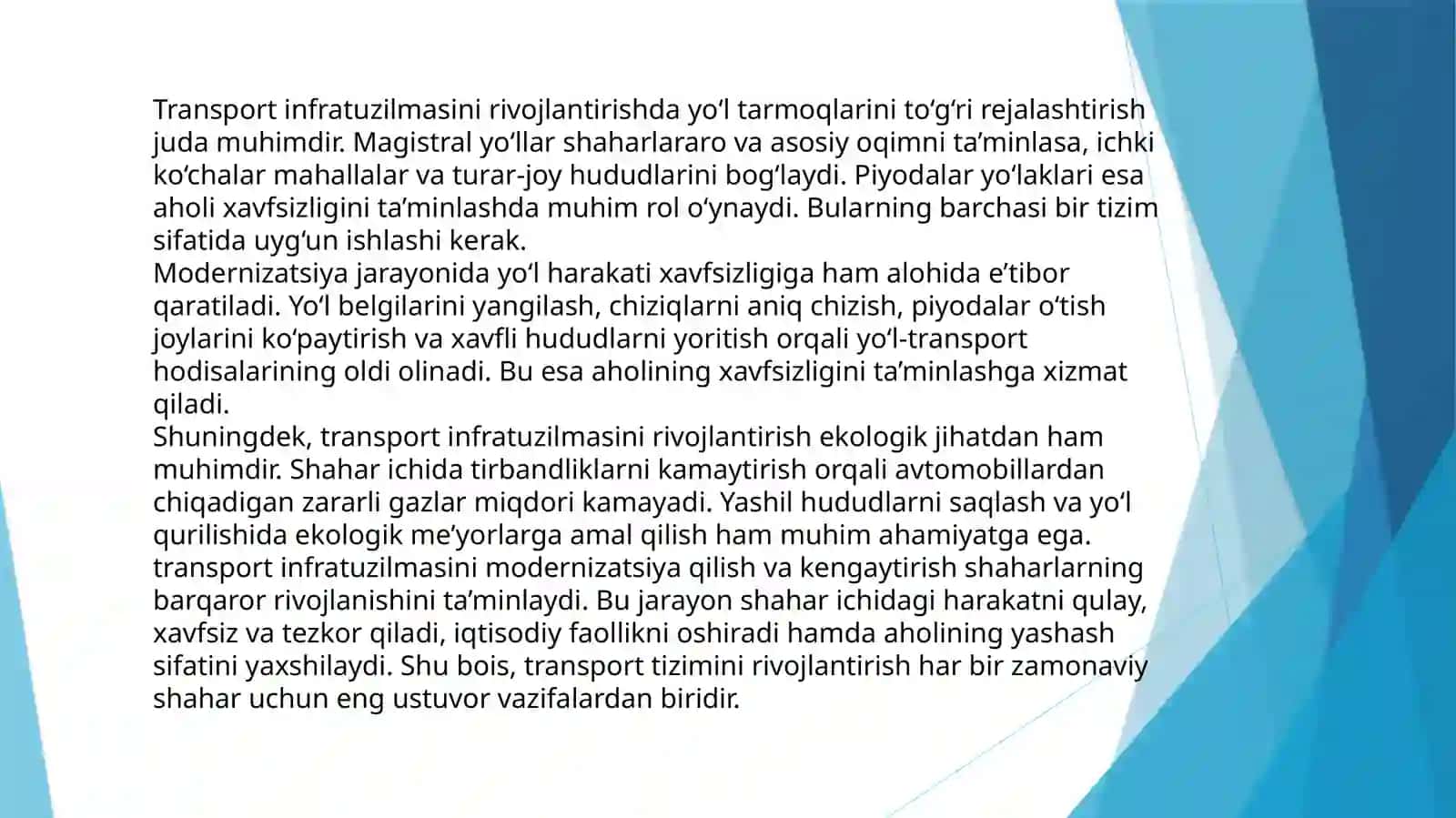SHAXAR TRANSPORT TIZIMINI RIVOJLANTIRISH YOLLARI 4