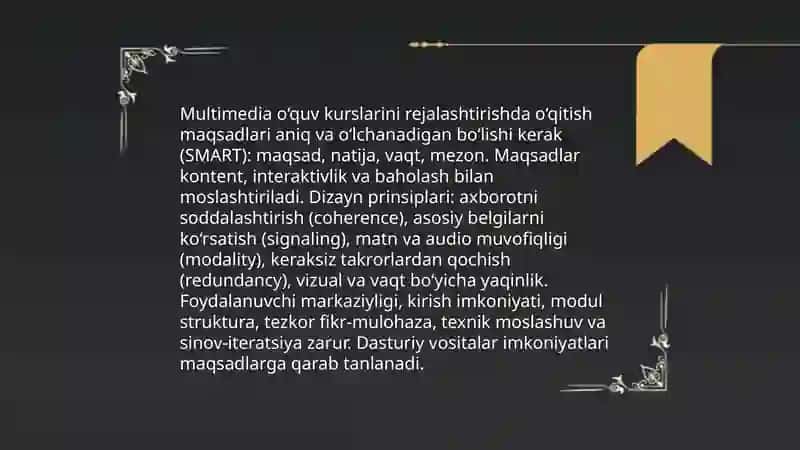 Pedagogik dasturiy vositalar (AutoPlayMedia Studio, CourseLab, iSpring Suite, Hot Potatoes va boshqalar) yordamida multimediali o’quv kurslarini yaratish 4