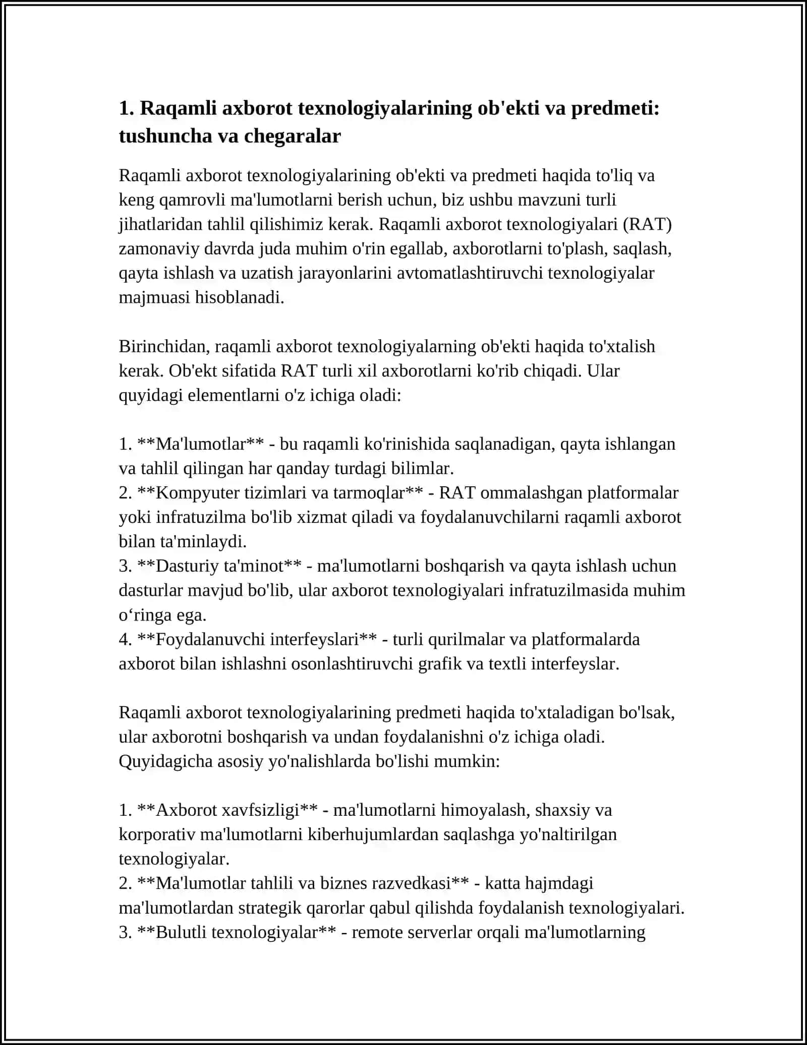 RAQAMLI AXBOROT TEXNOLOGIYALARI 4