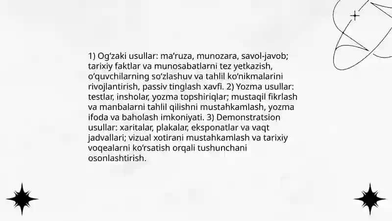 Tarix oʻqitishning metodlari va ularning klassifikasiyasi 4