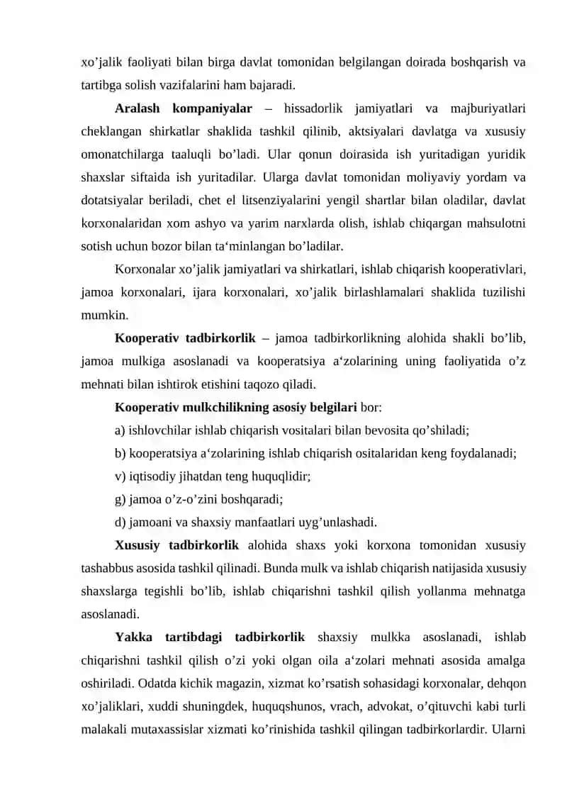 Tadbirkorlik faoliyati va uning aylanishi 4
