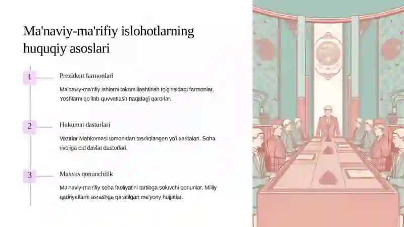 Ma'naviy va ma'rifiy sohalarda islohotlarni amalga oshirish 4