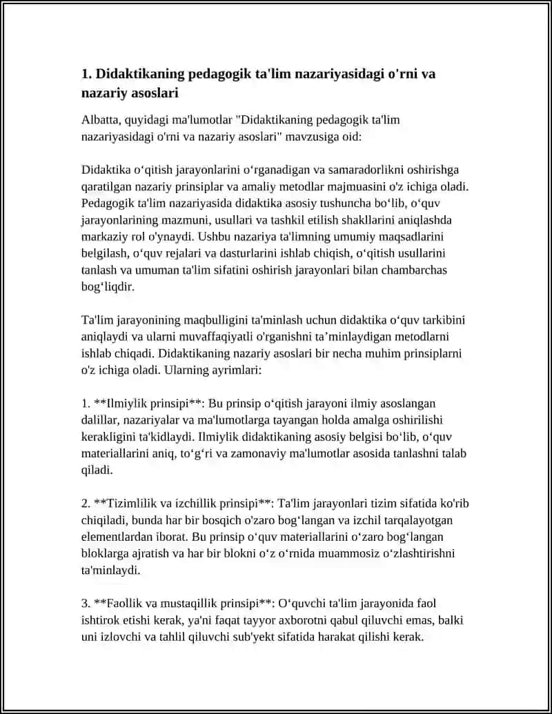 DIDAKTIKA – PEDAGOGIK TA’LIM NAZARIYASI. O‘QITISH JARAYONI YAXLIT TIZIM SIFATIDA 4
