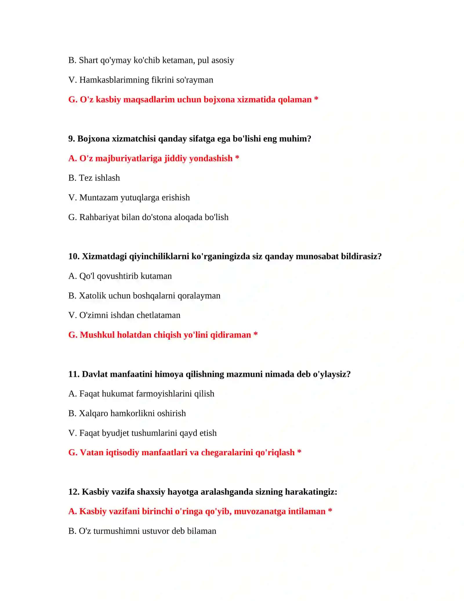 Bojxona qonunchiligi testlari 4