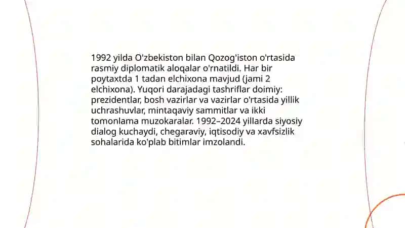 O’zbekistonning Qozog’iston bilan tashqi siyosatdagi munosobatlari 4