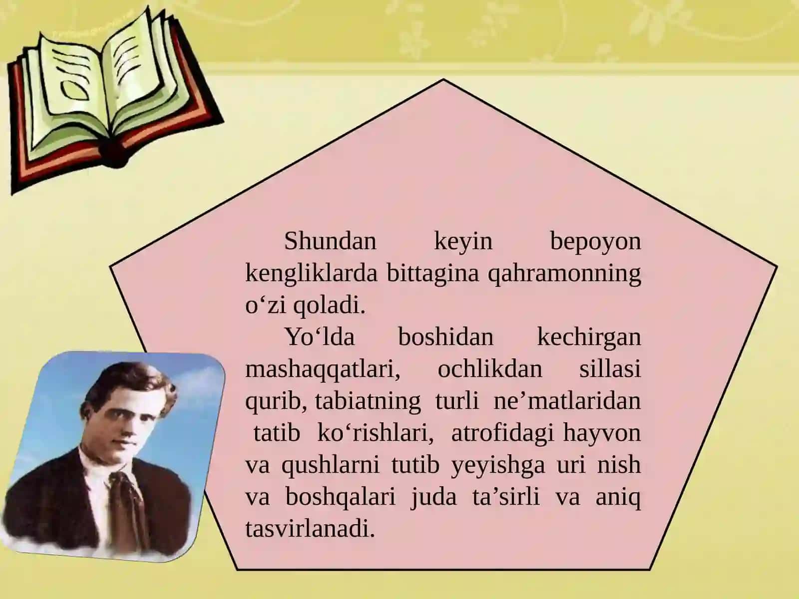 10-sinf Adabiyot fanidan Jek London - Hayotga muhabbat asari dars taqdimot 4