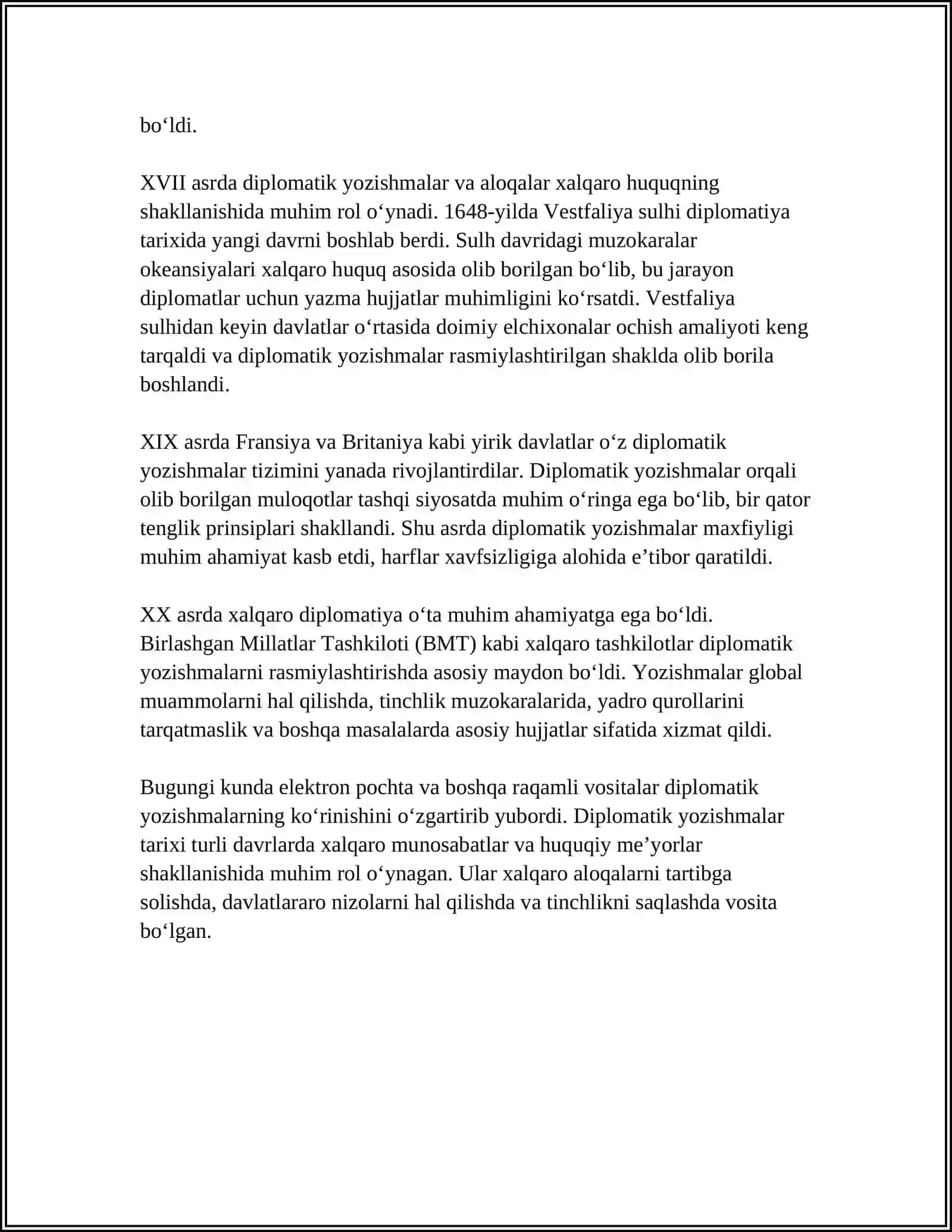 DIPLOMATIK YOZISHMALAR VA ULARNING XUSUSIYATLARI 4