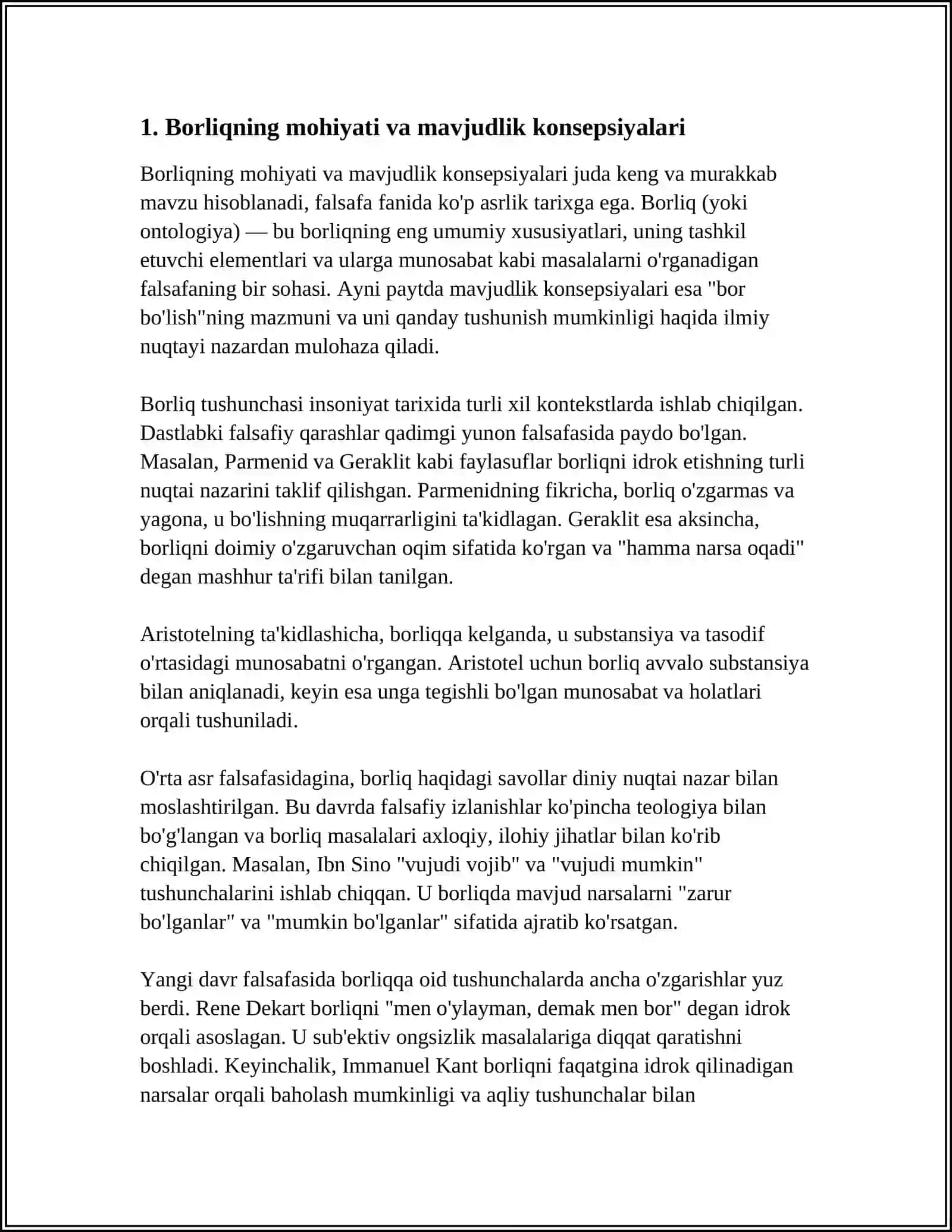 FALSAFA VA TABIIY ILMIY FANLARDA BORLIQNING MOHIYATIGA OID KONSEPSIYALARI 4