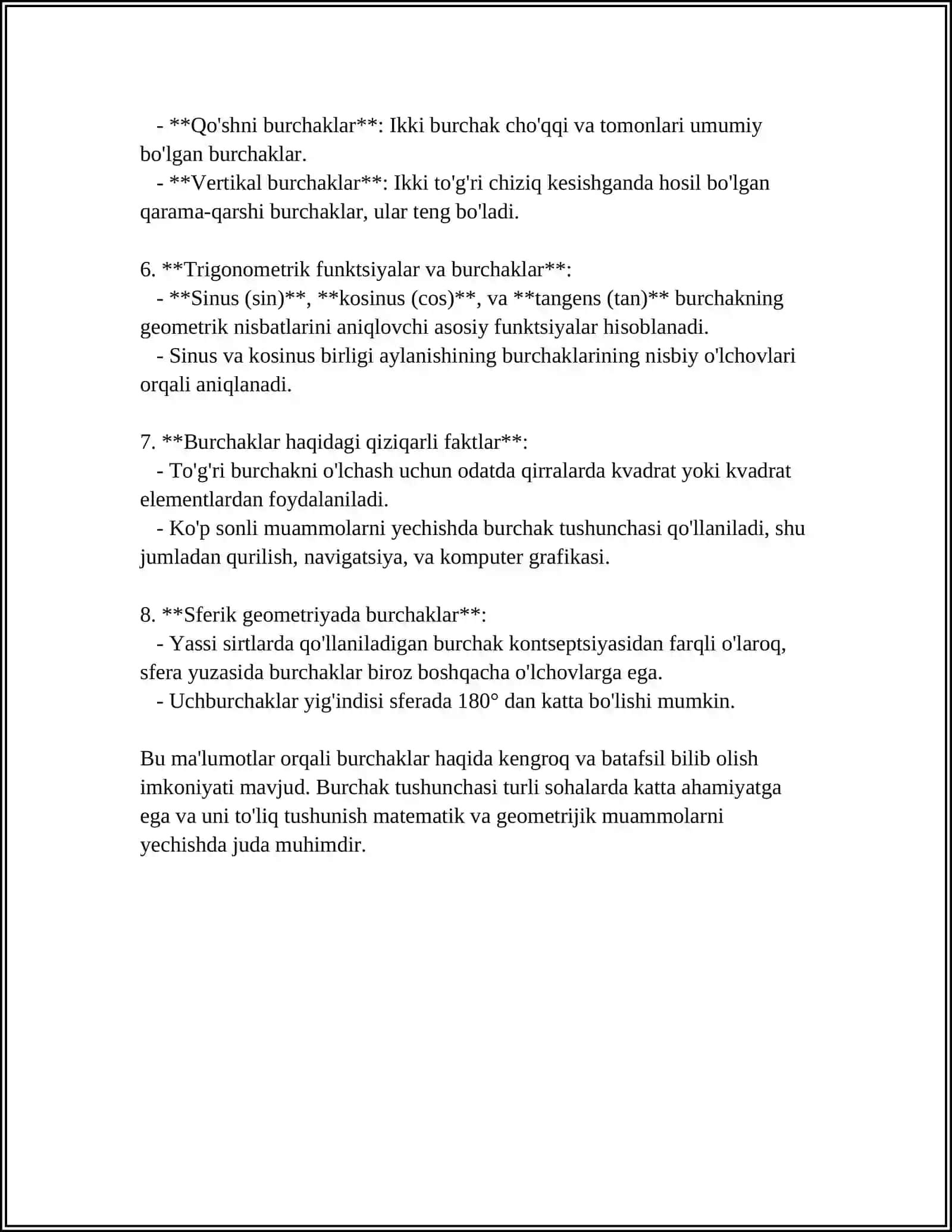 BURCHAK TURLARI.YOYIQ BURCHAK.BURCHAK GRADUSI 30.45.60.90.GRADUSLI BURCHAKLARNI TRANSPORTER YORDAMIDA OʻLCHASH 4