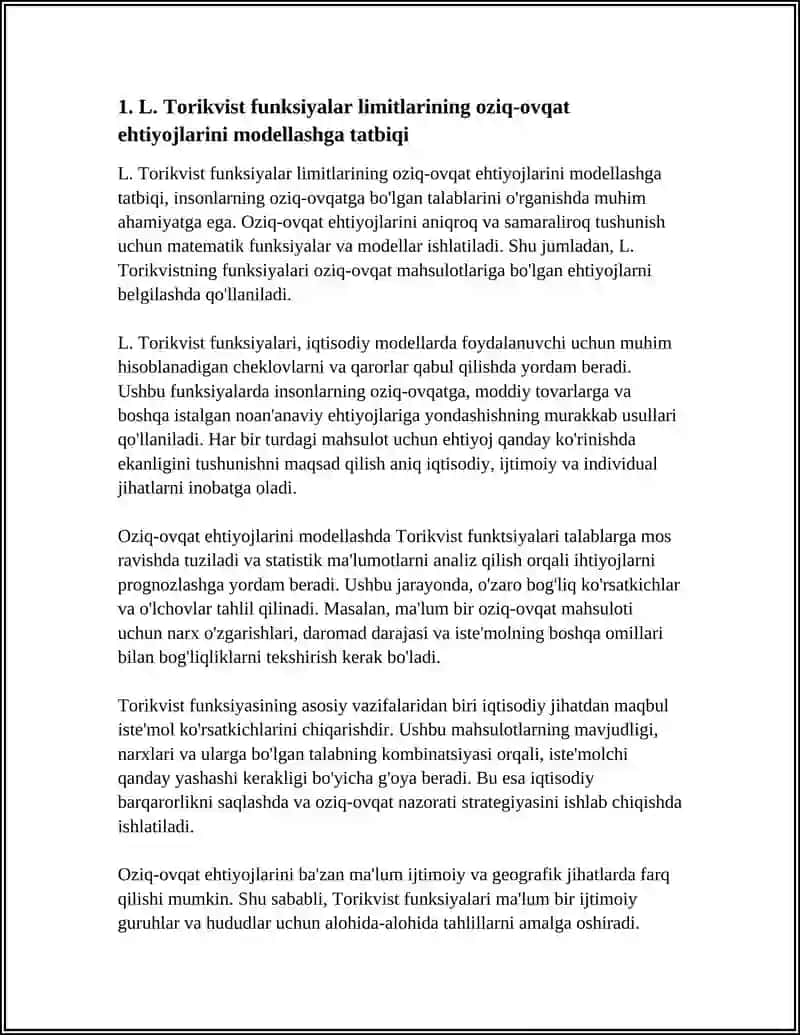 INSONLARNING OZIQ-OVQATGA VA ORZU-HAVASGA EHTIYOJLARINI ANIQLOVCHI L.TORIKVIST FUNKSIYALAR LIMITLARI 4
