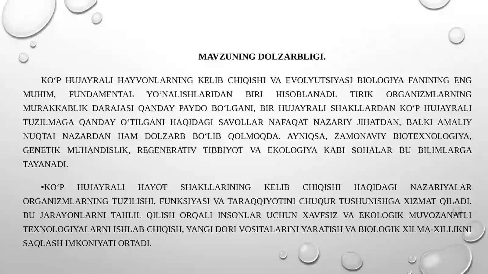 KO‘P HUJAYRALI HAYVONLARNING KELIB CHIQISH NAZARIYALARI 4