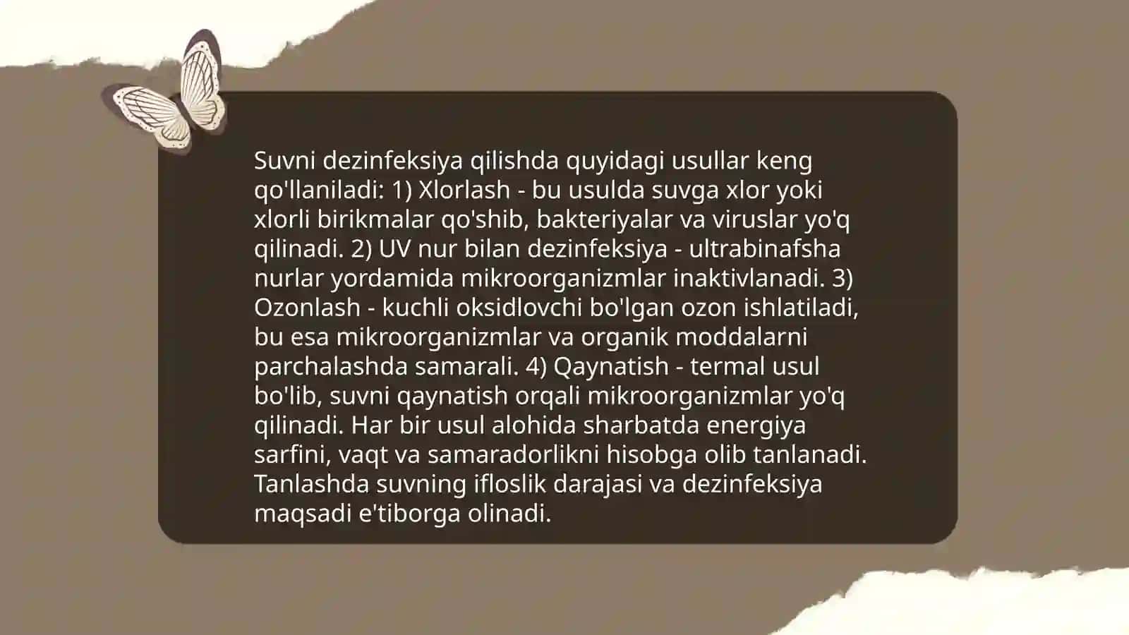 Ichimlik suvi sifatini yaxshilashning asosiy usullari 4