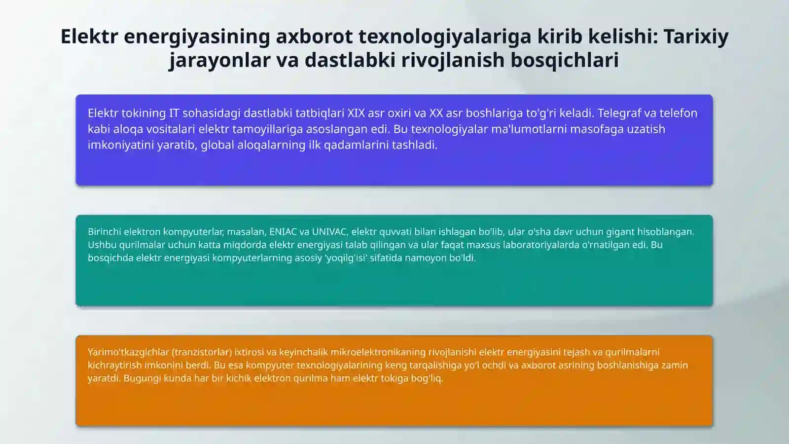 Elektr toki va uning axbrot texnalogiyalaridagi ro’li 4