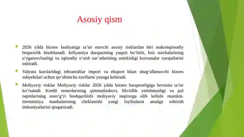 Biznesda 2026 yil uchun risk tahlili 4