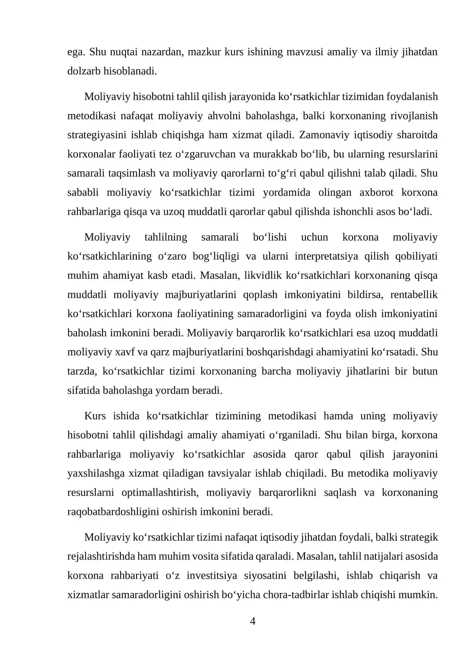 MOLIYAVIY HISOBOTINI TAHLIL QILISHDA KOʻRSATKICHLAR TIZIMIDAN FOYDALANISH METODIKASI 4