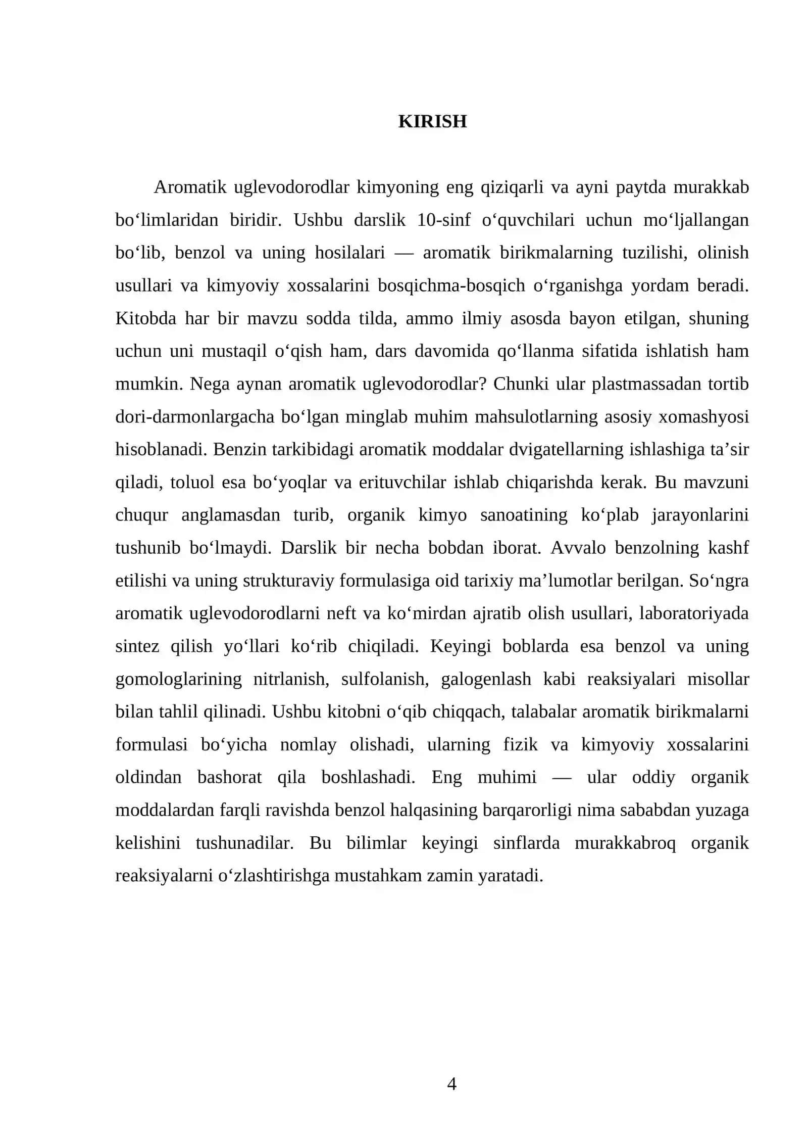 AROMATIK UGLEVODORODLAR. OLINISHI VA XOSSALARI. 10 - SINF 4
