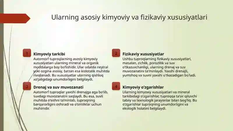 Avtomorf tuproqlar,ularning xossa va xususiyatlari 4