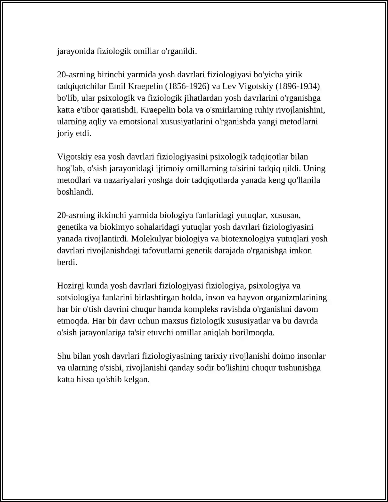 YOSH DAVRLARI FIZIOLOGIYASINING PREDMETI.MAQSADI VA VAZIFALARI 4