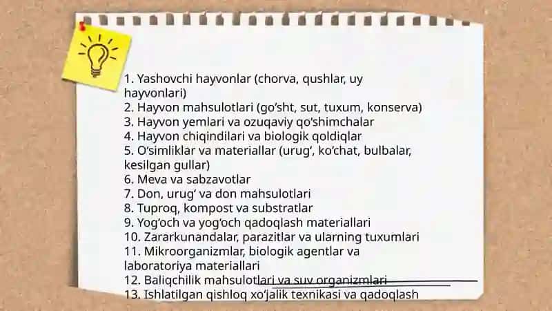 Import mahsulotlarini olib kirish qoidalari 4