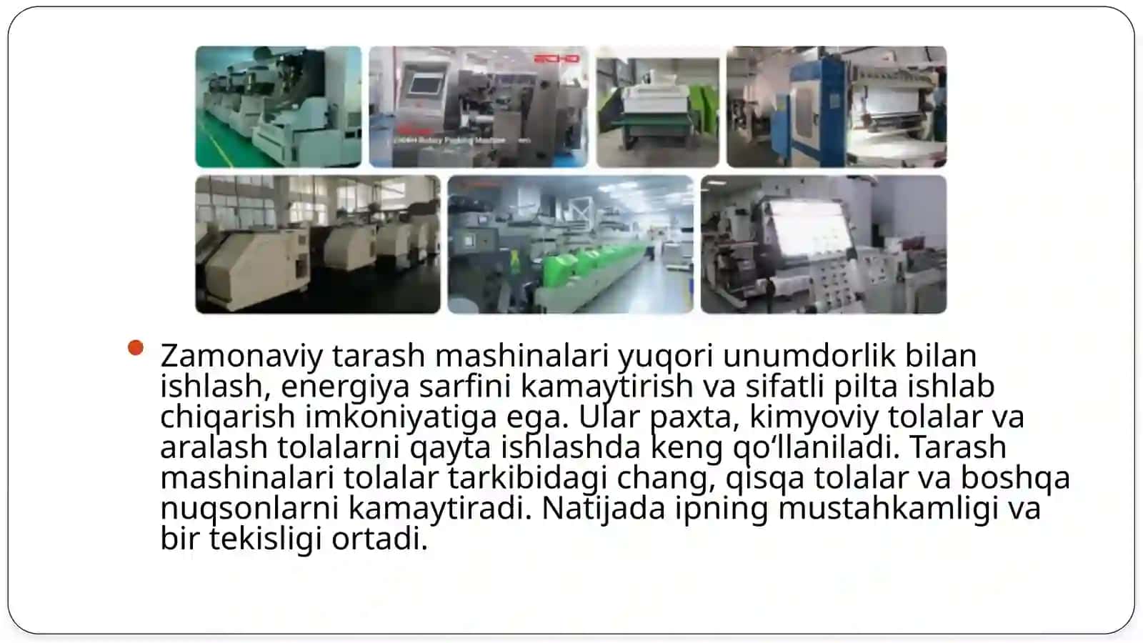 Truetzschler, Rieter va Marzoli firmalarining tarash mashinalari qiyosiy tahlili 4
