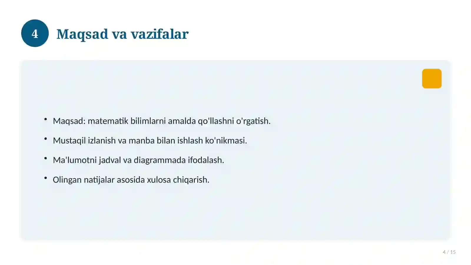 6-sinf matematika fanidan loyiha ishi 4