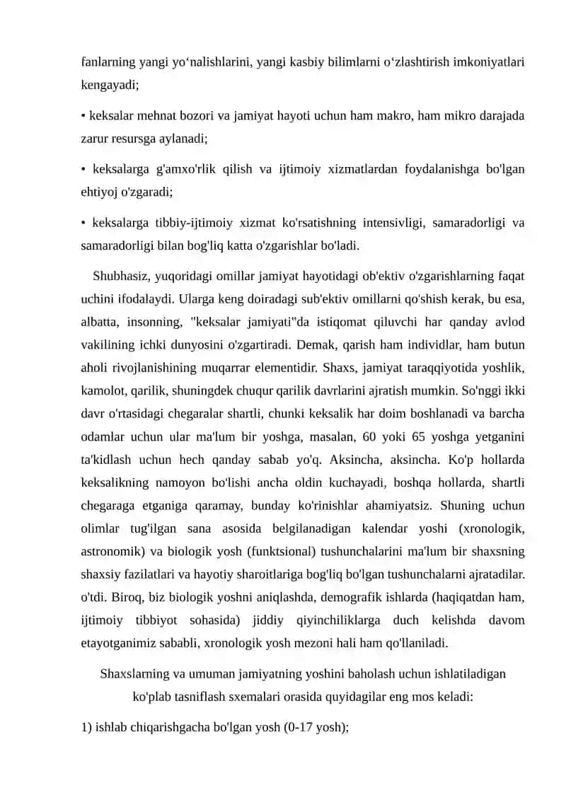 GERONTALOGIYA ASOSLARI FANINNG PREDMETI MAQSADI VAZIFALARI 4