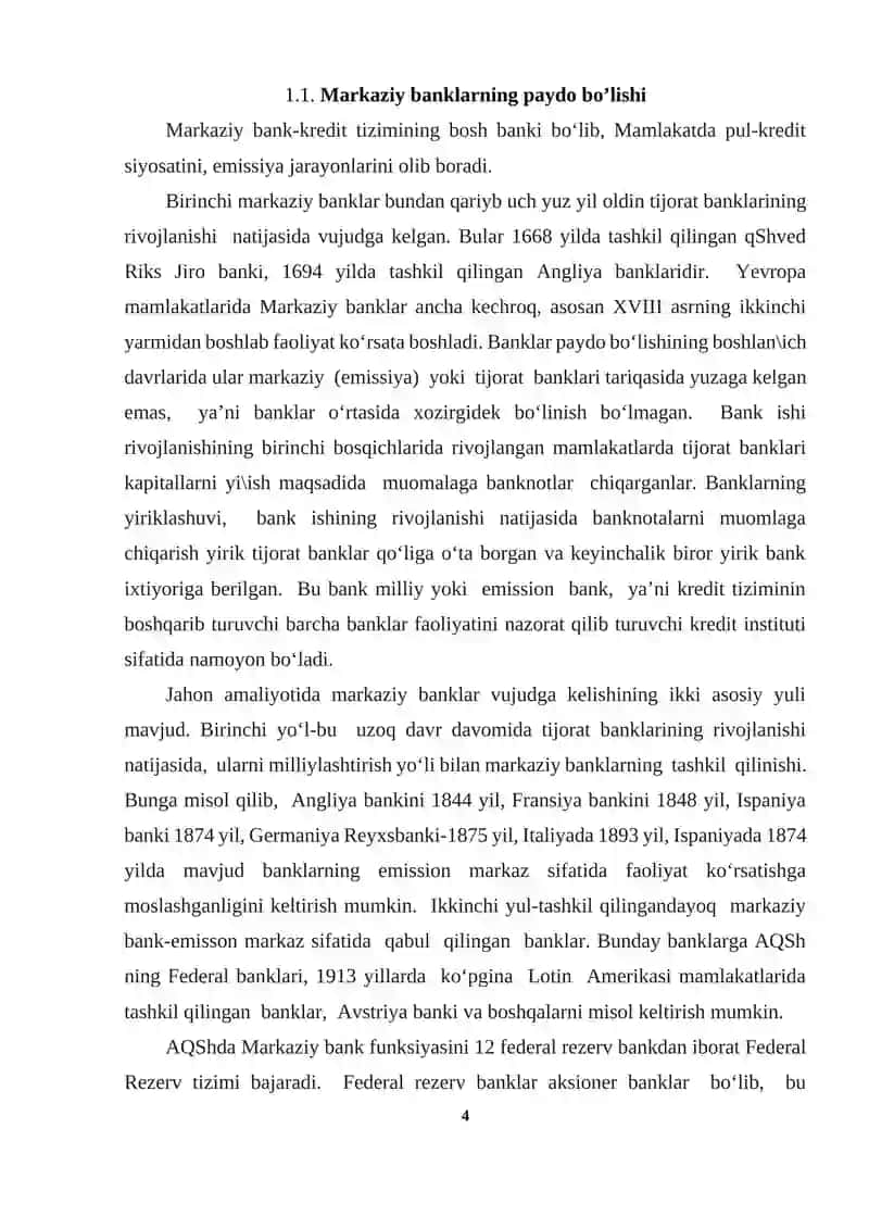 Xorijiy mamlakatlar markaziy banklarining tashkiliy va funktsional tuzilishi 4