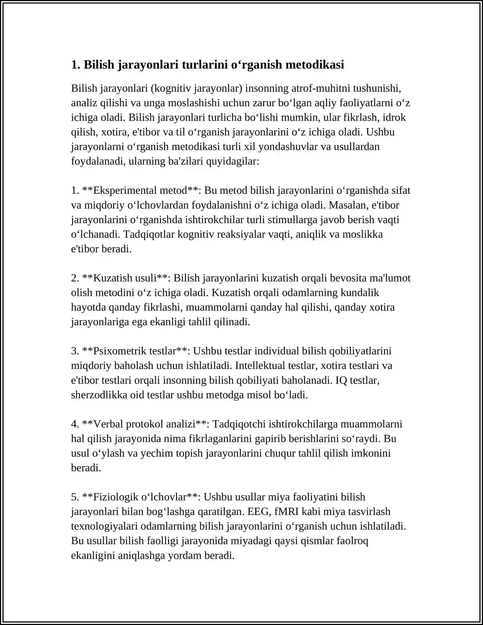 BILISH JARAYONLARINI TEKSHIRISH METODIKALARINI ÒRGANISH VA QOLLASH USULLARI 4