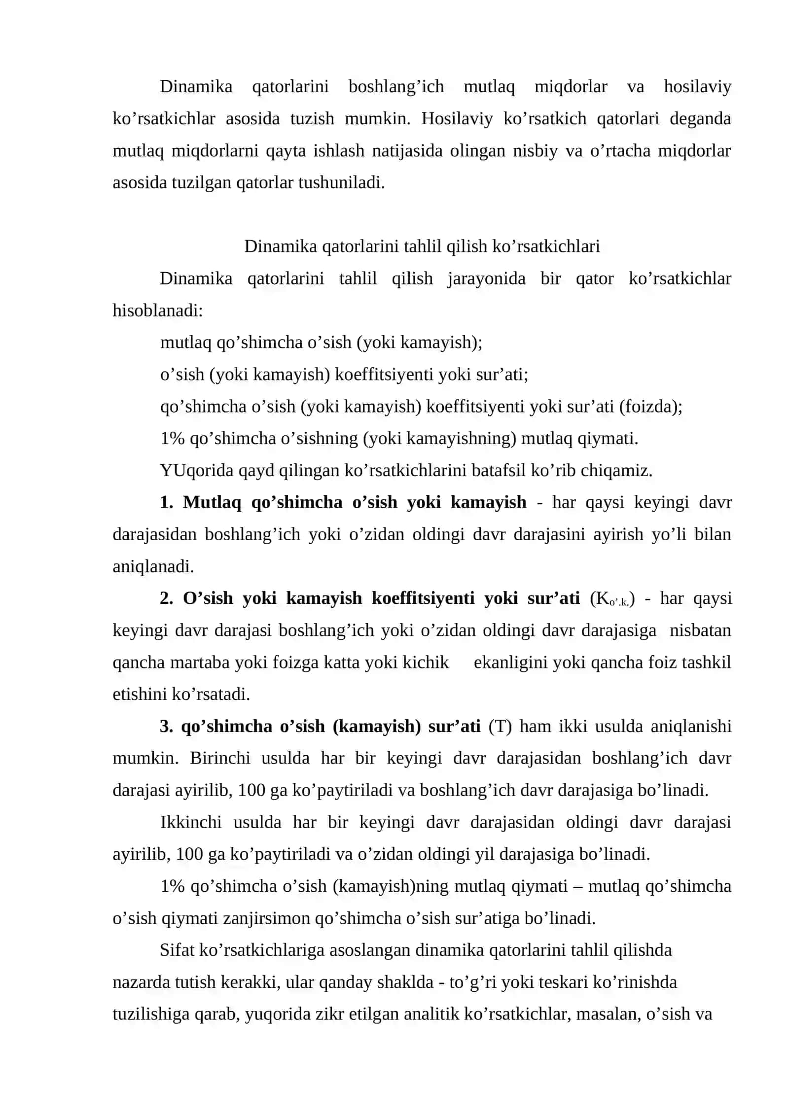 Dinamika qatorlari turlari 4