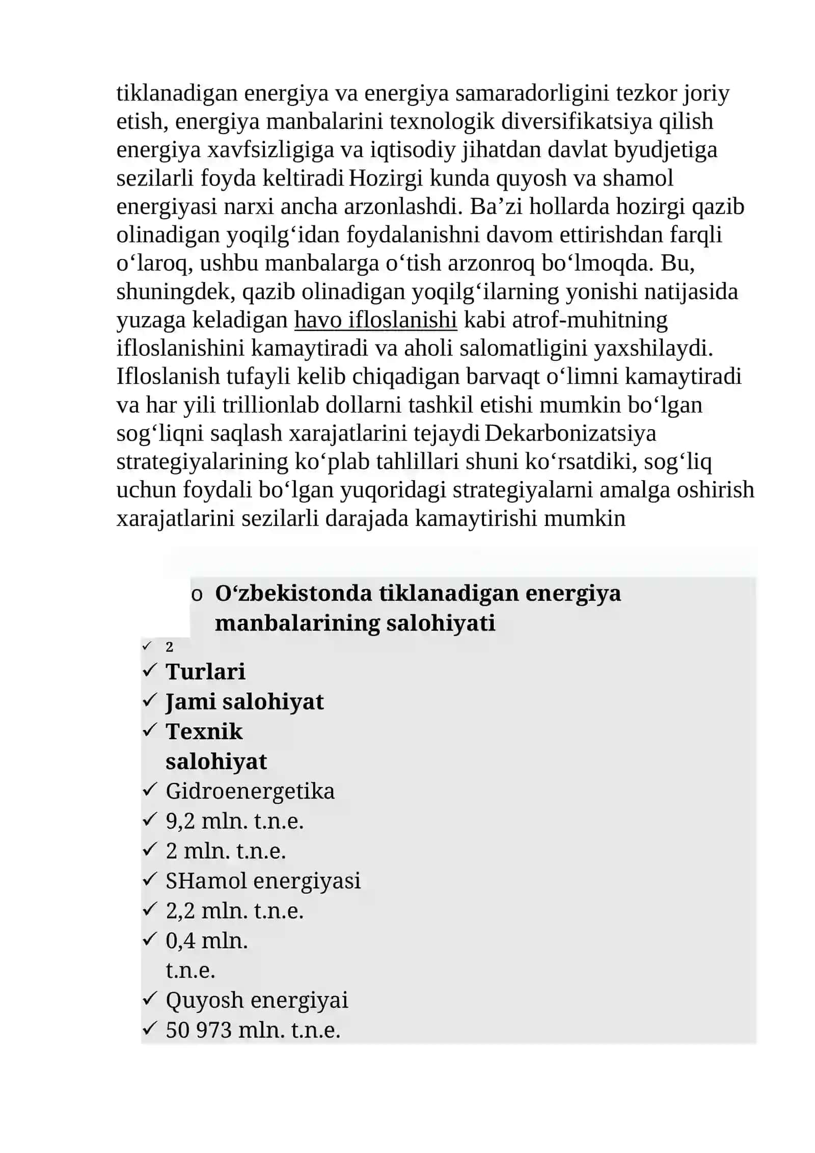 Tiklanadigan energiya manbalarini o’zlashtirish istiqbollari 4