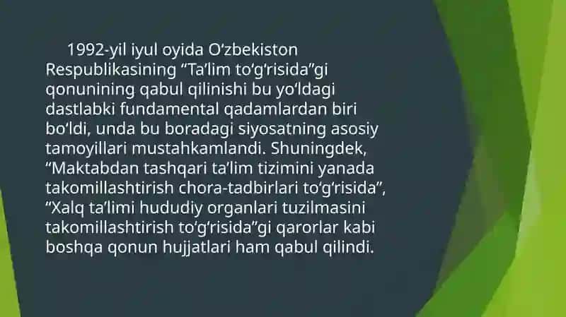 O'zbekiston mustaqillikka erishgandan keyingi davrdagi maktabgacha ta'lim 4