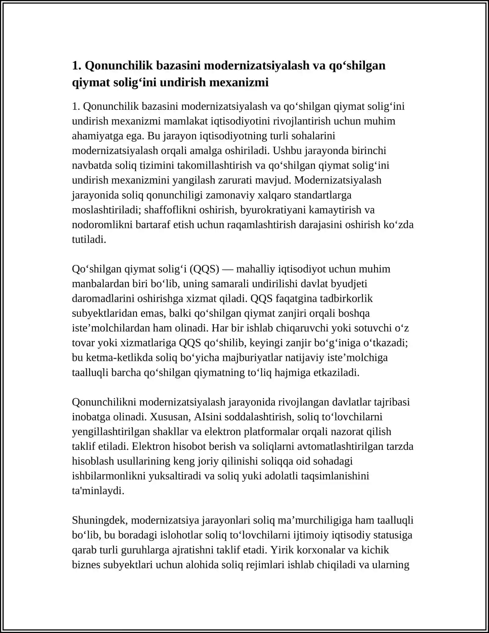 IQTISODIYOTNI MODERNIZATSIYALASH SHAROITIDA QO'SHILGAN QIYMAT SOLIG'INI UNDIRISH MEXANIZMI 4