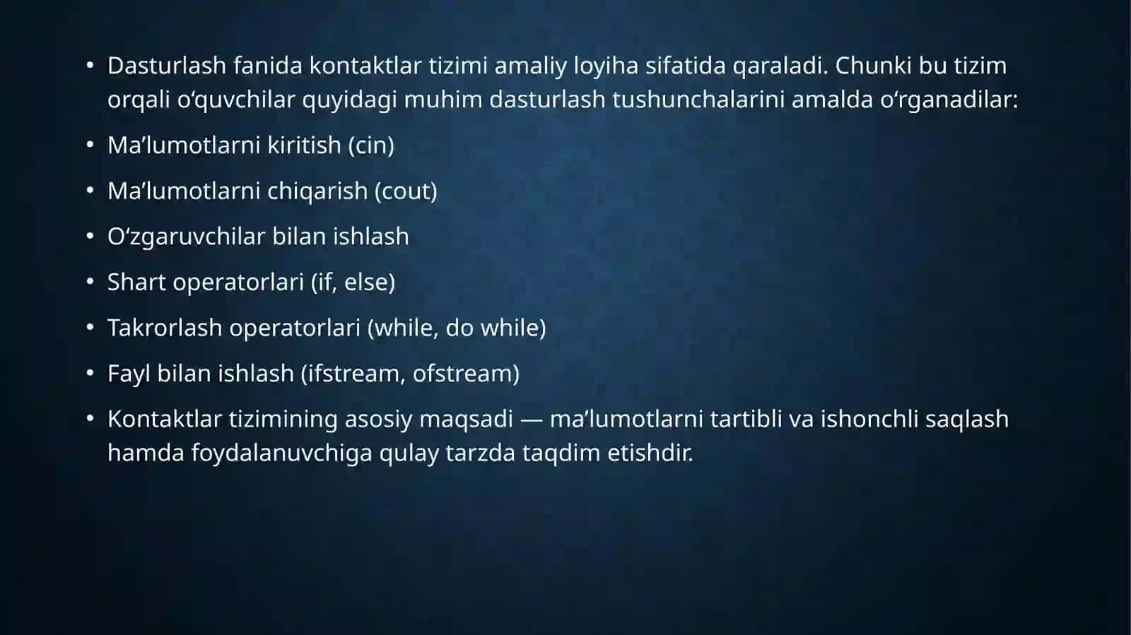 Kontaktlar tizimi 4