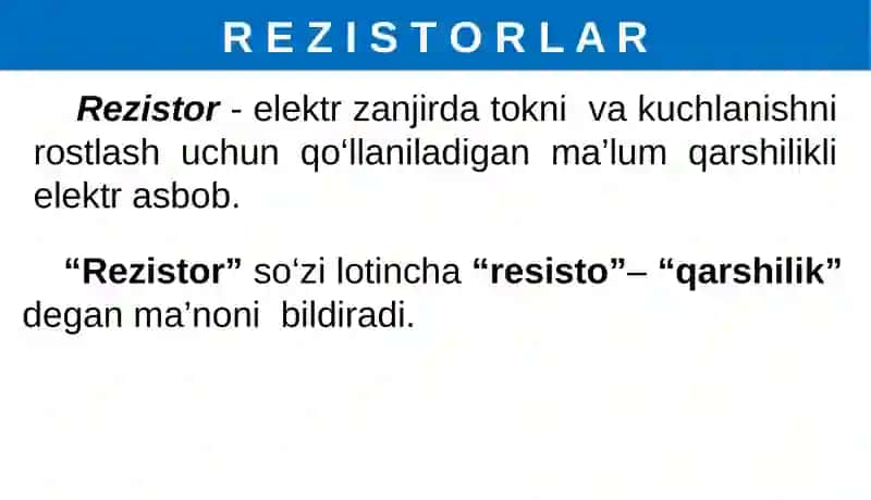 REZISTORLAR. REOSTATLAR. POTENSIOMETRLAR 4