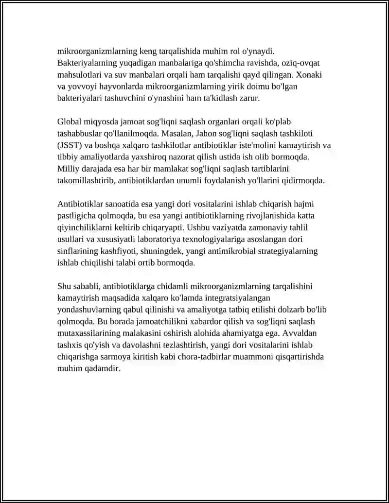 ANTIBIOTIKO REZISTENT MIKROORGANIZMLAR SHTAMMLARINING TARQALISHI 4